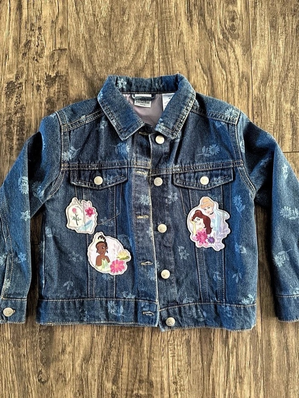 Disney Princess Allover Floral Print Denim Jacket Girls 4T